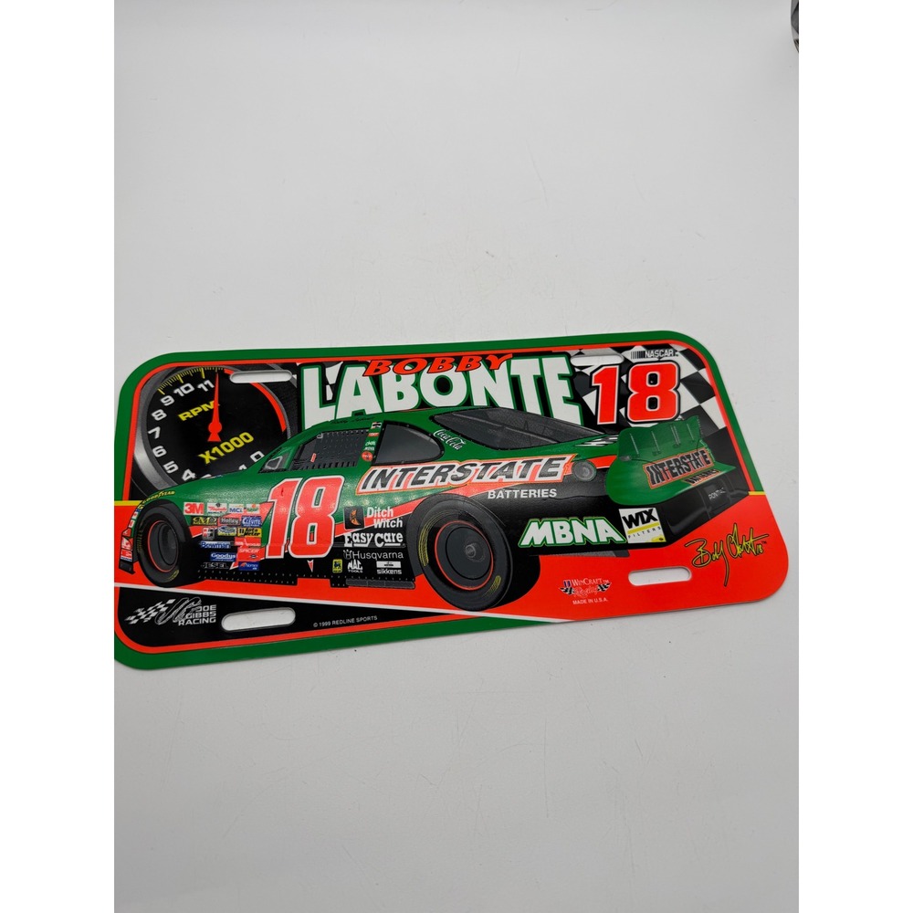 Vintage 1999 Bobby Labonte 18 Interstate Batteries NASCAR License Plate WinCraft